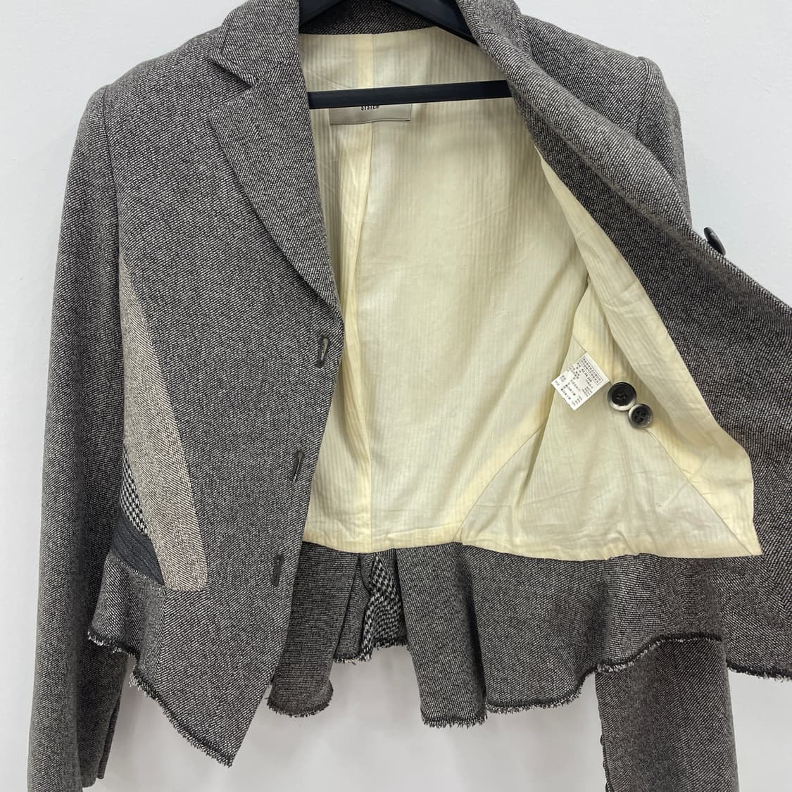 시스템 헤링본 체크 배색 클래식 자켓 상품이미지4