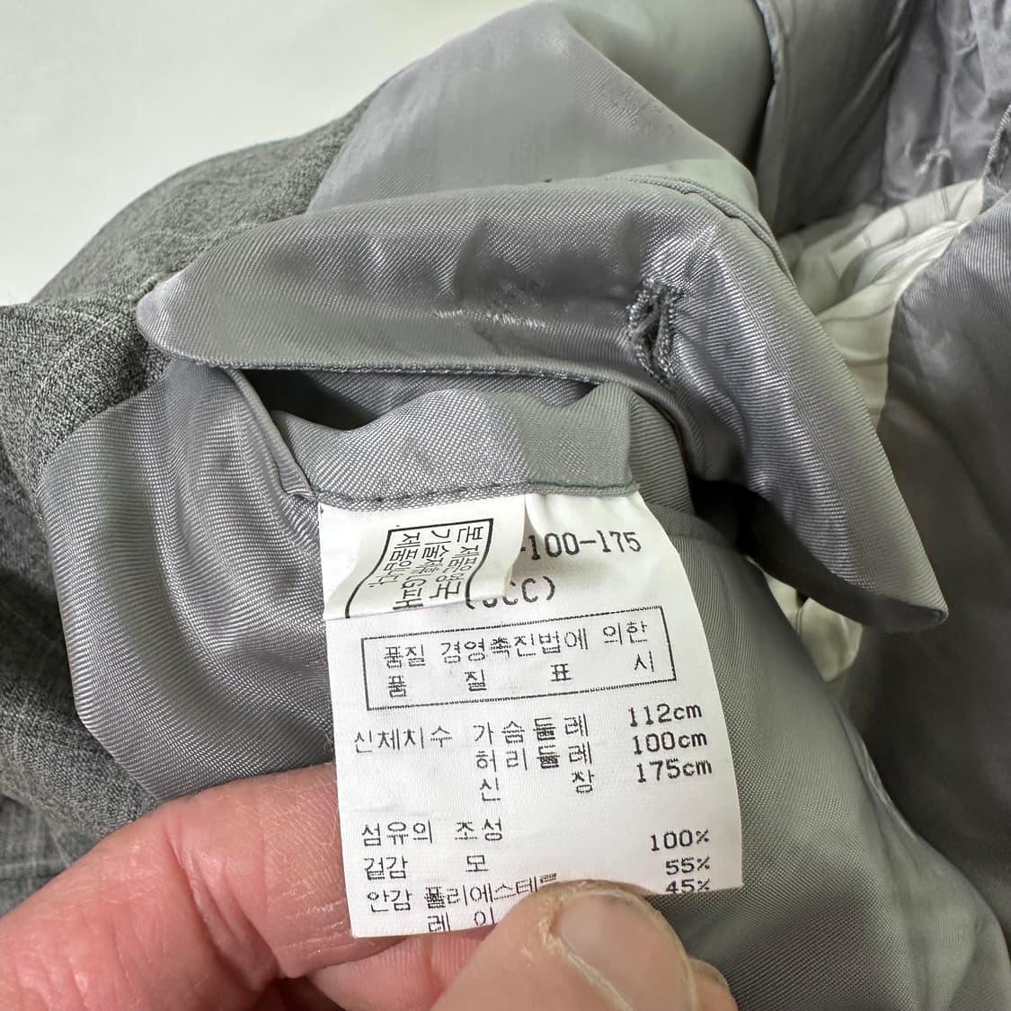 95-100 닥스 모100% 그레이 체크 싱글 블레이져 상품이미지4