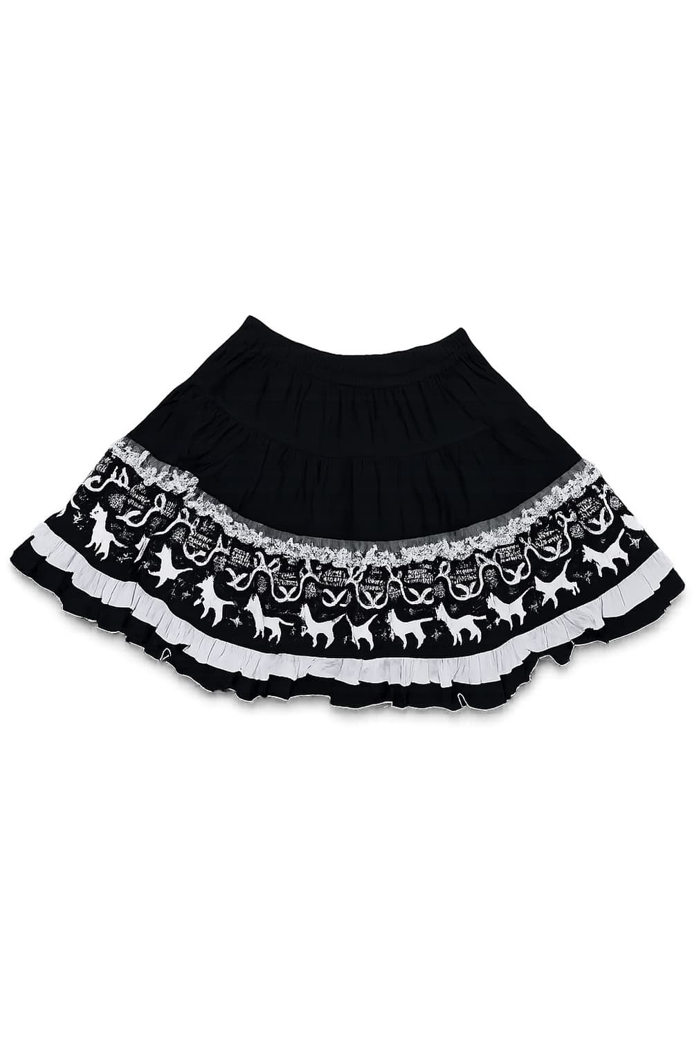 PUTUMAYO 고양이 프린팅 프릴 스커트 상품이미지1