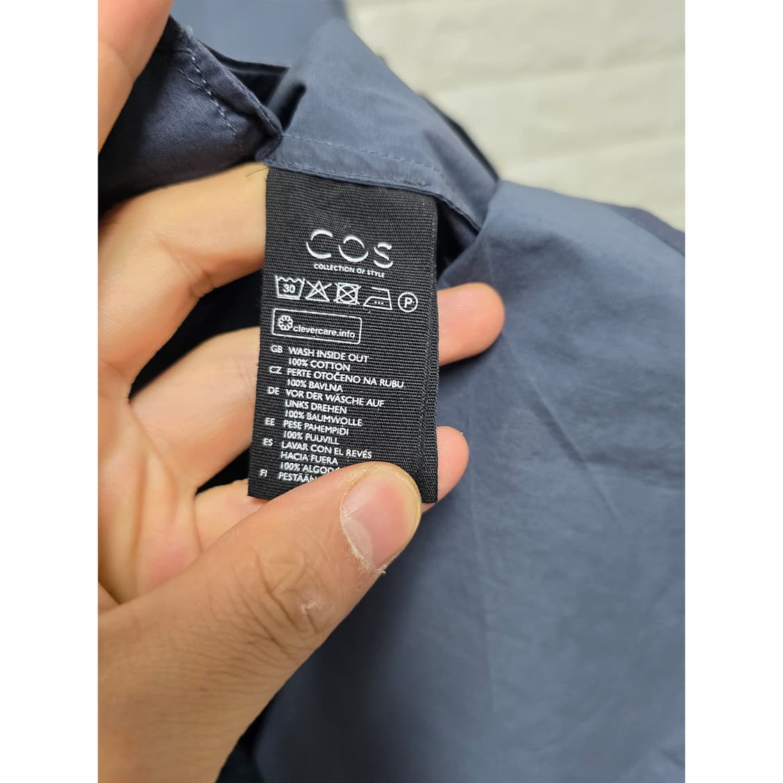 택포) M COS 코스 셔츠형 롱원피스 네이비  상품이미지3