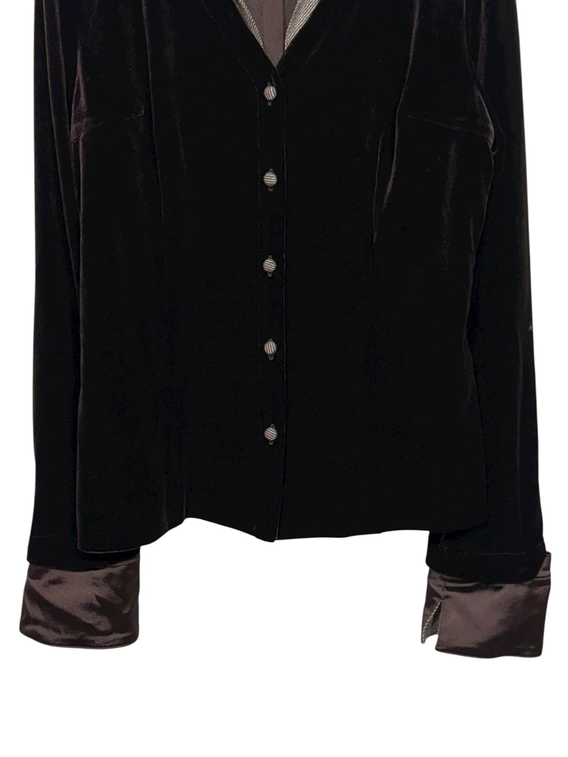 LA.SUMER mixed fabric velvet shirt  상품이미지3