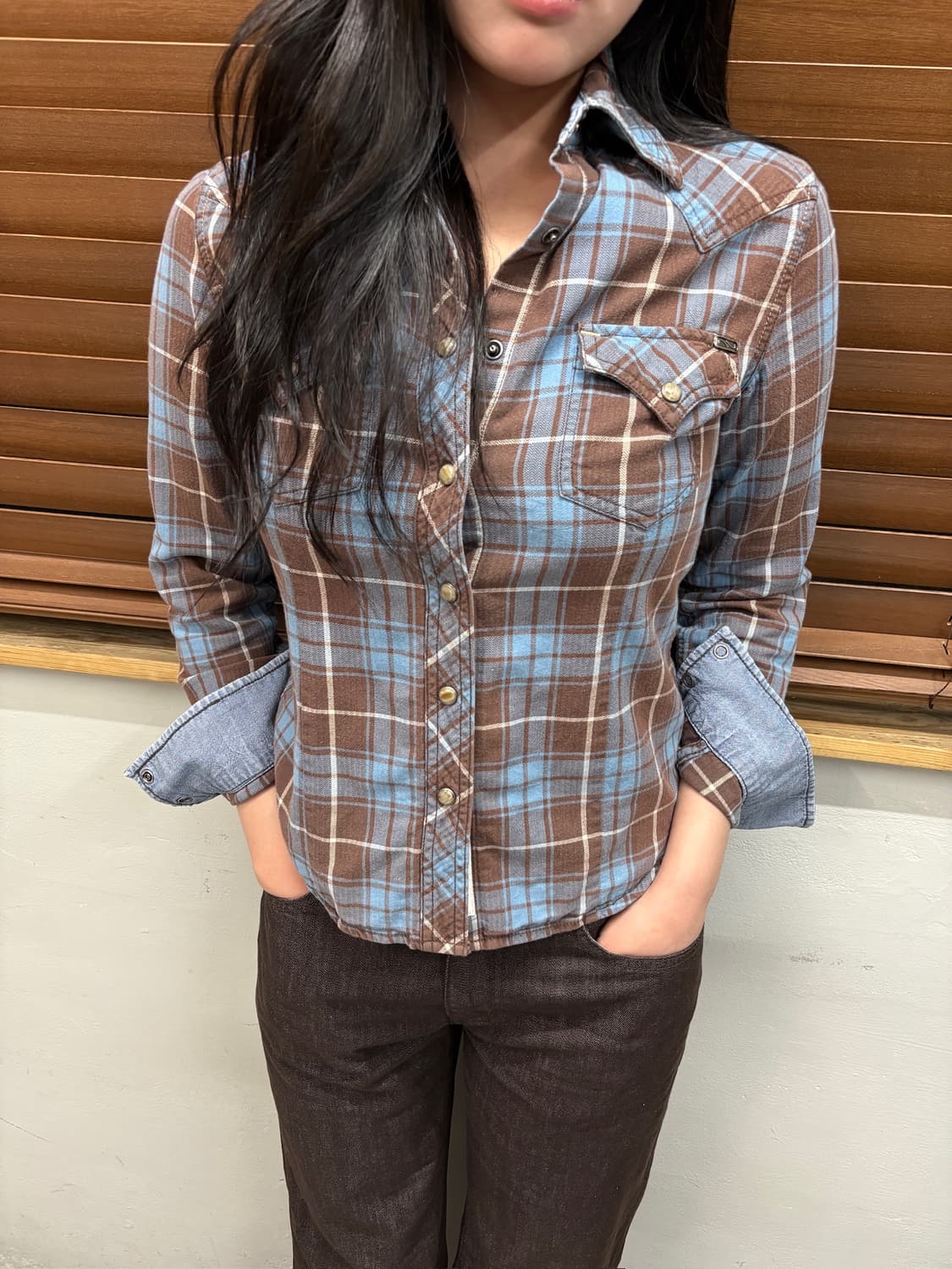 SHANE 쉐인 진 웨스턴 타탄체크 셔츠 상품이미지1