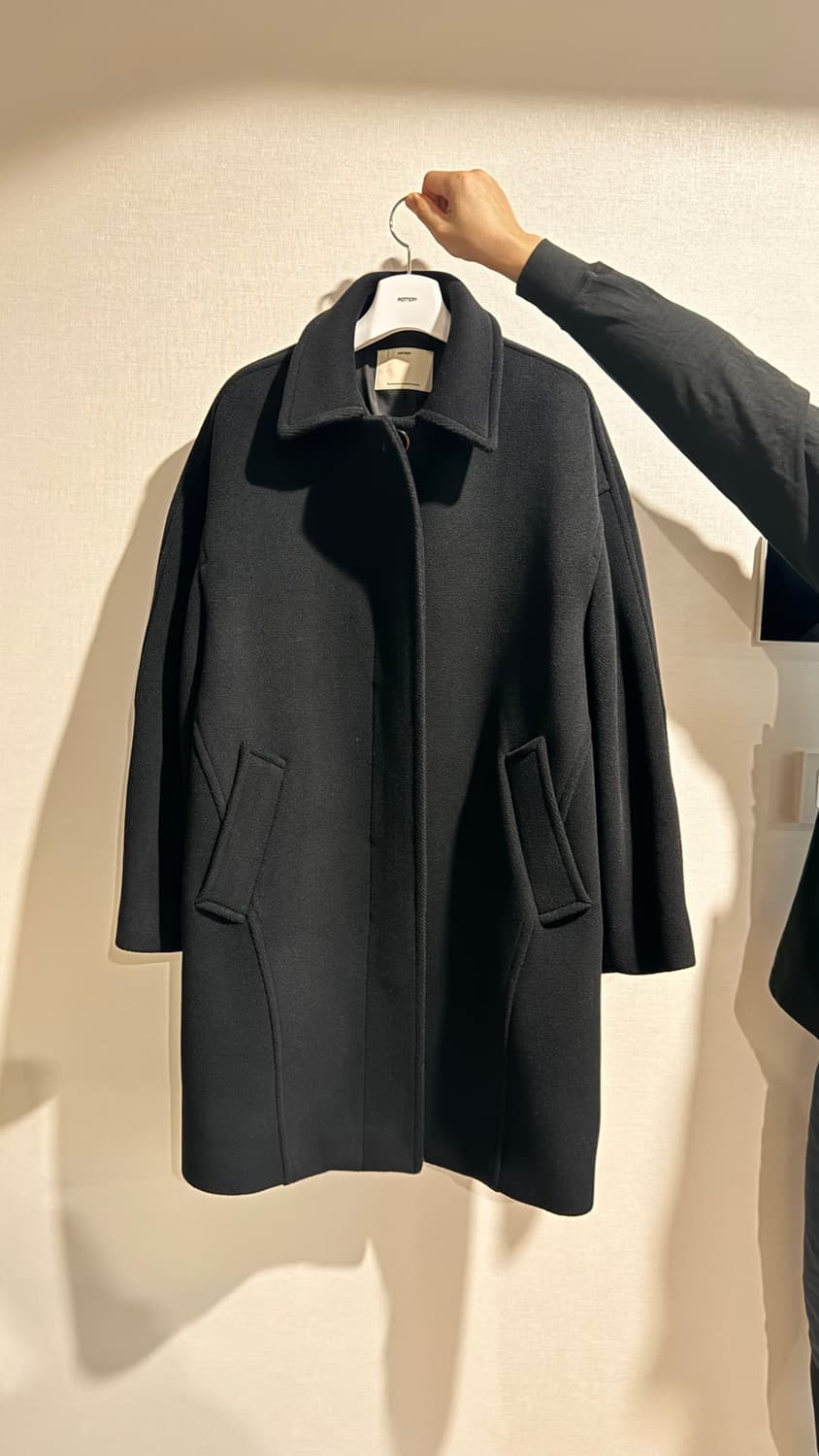  포터리 우먼 오버사이즈 하프 코트_블랙  상품이미지5