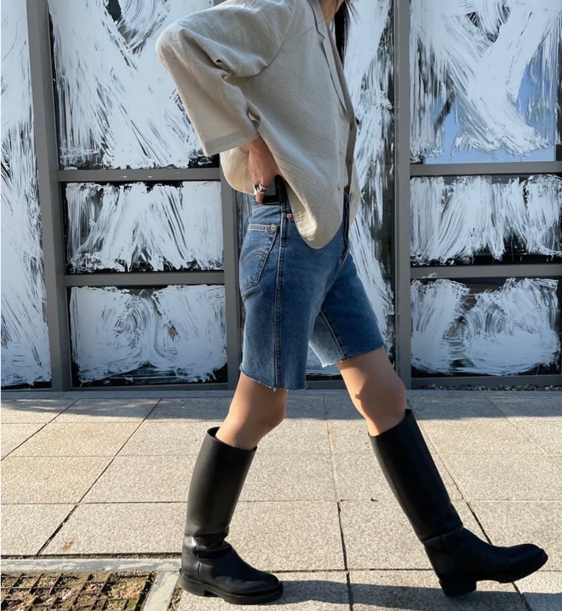 마스큘린 웨이스트 숏자켓 블랙 상품이미지4