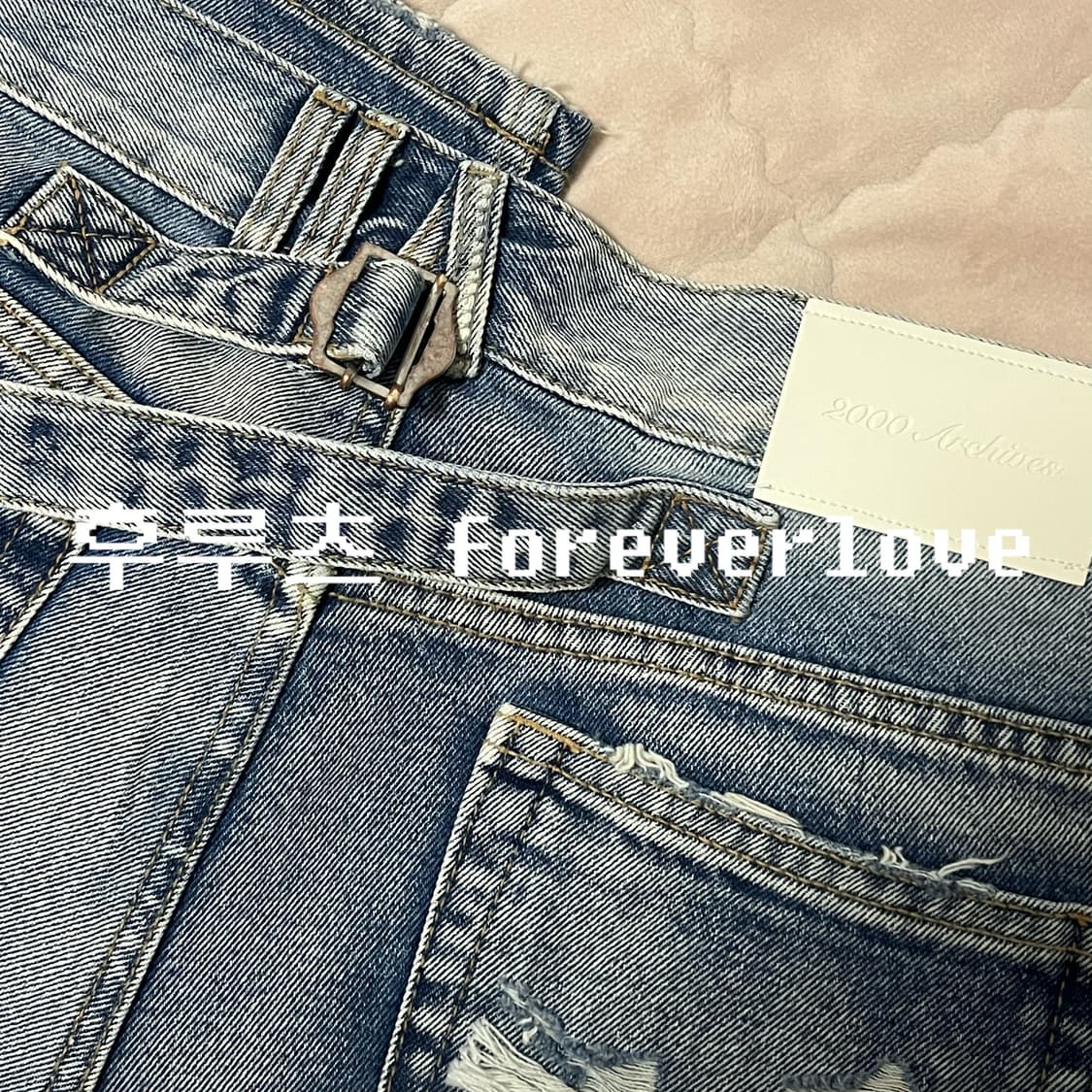 새상품/실사O) 2000아카이브스 스나이더 와이드 데님 팬츠 블루 상품이미지4