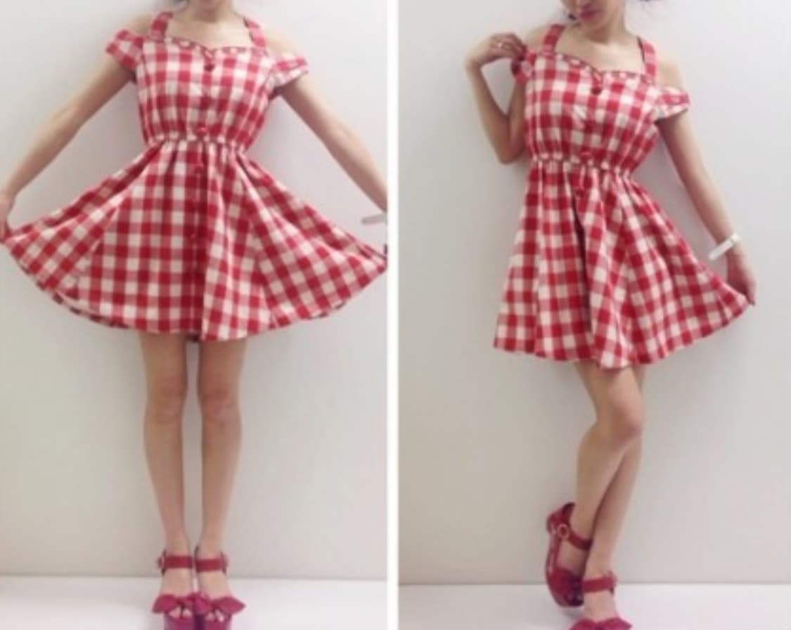 리즈리사 수선템 레드체크 면스커트 상품이미지2