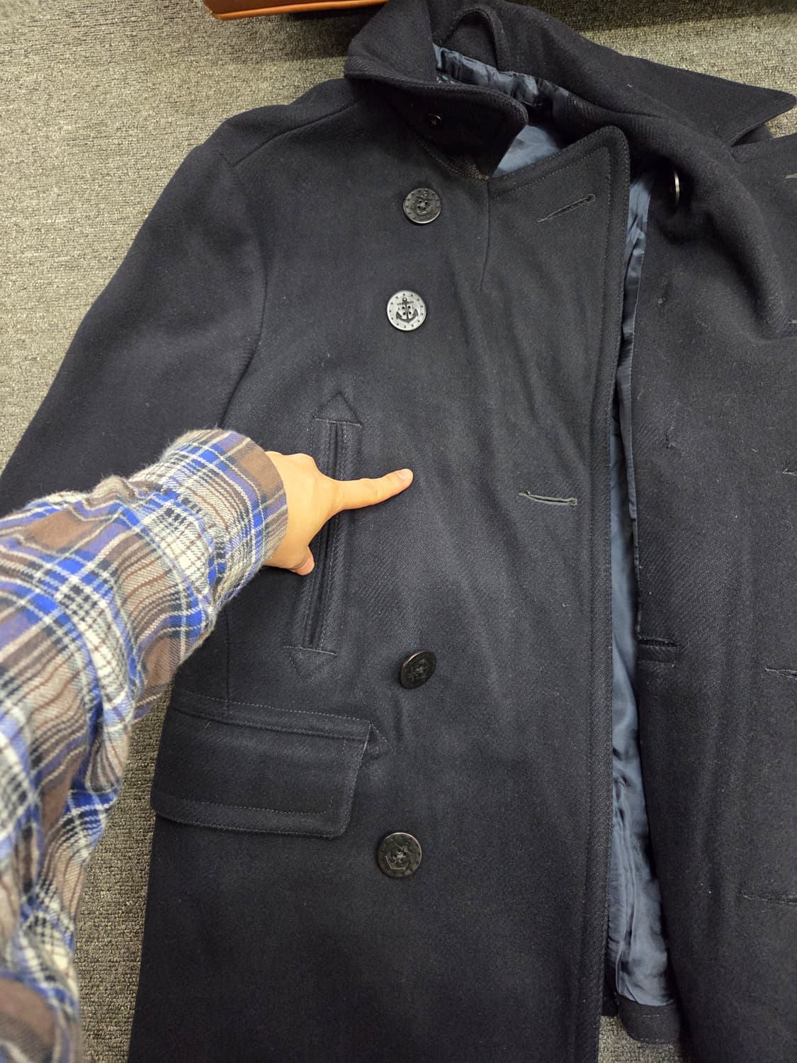 90s 폴로 프렌치 네이비 피 코트 상품이미지4