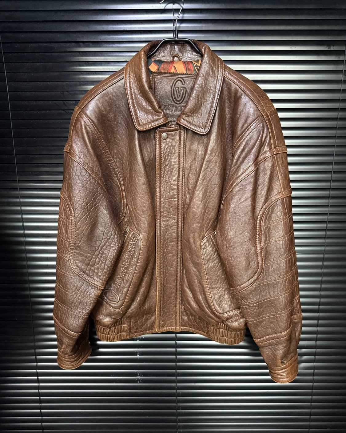 지아노 발렌타인 브라운 갈색 양가죽 가죽 레더 점퍼 이태리 봄버 블루종 상품이미지2