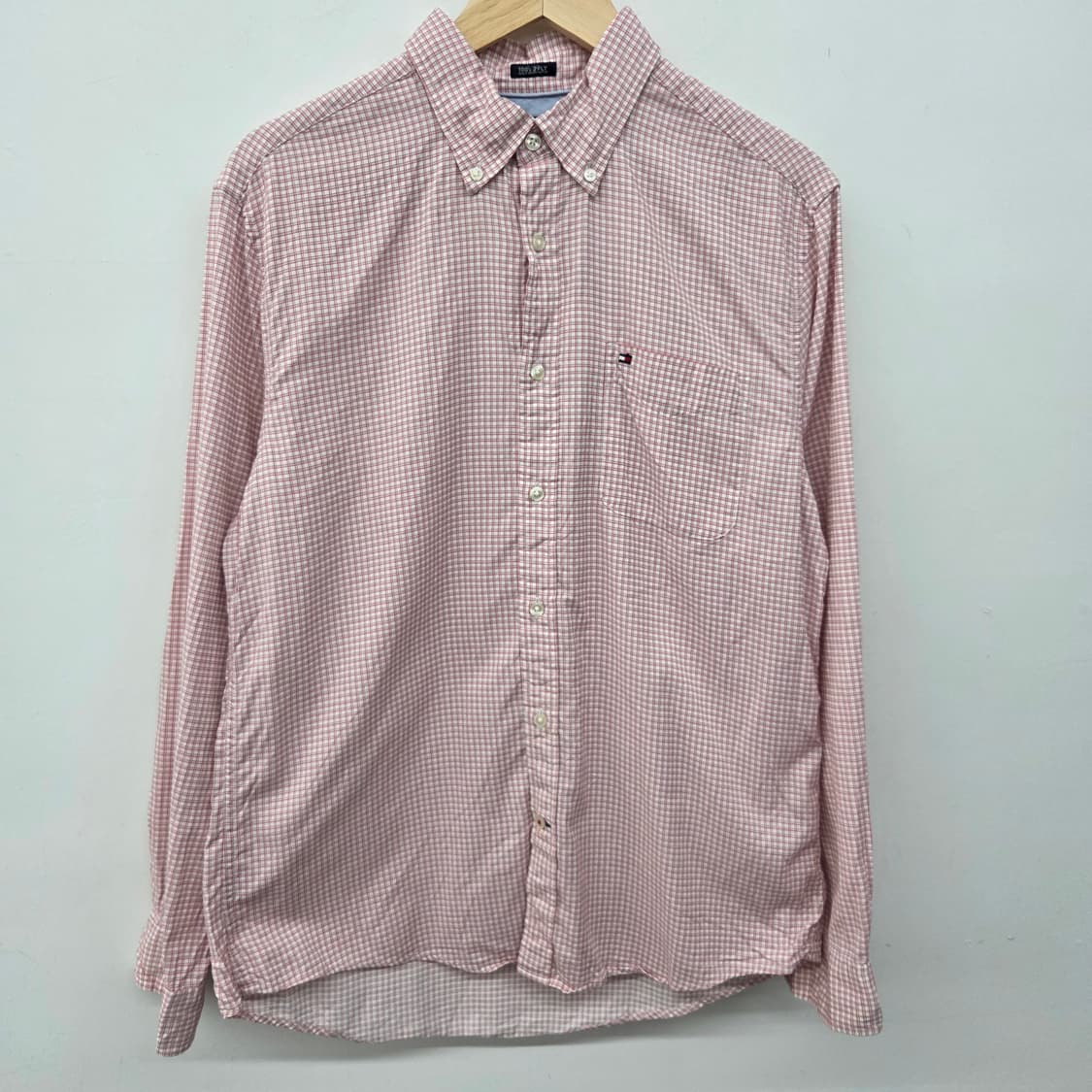타미힐피거 깅엄 체크 셔츠 레드 남L 상품이미지2