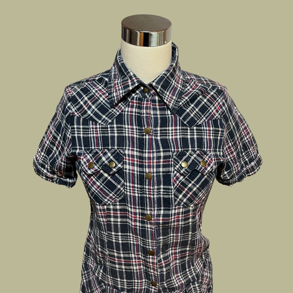 빈티지 너드 체크무늬 롱 셔츠 상품이미지3