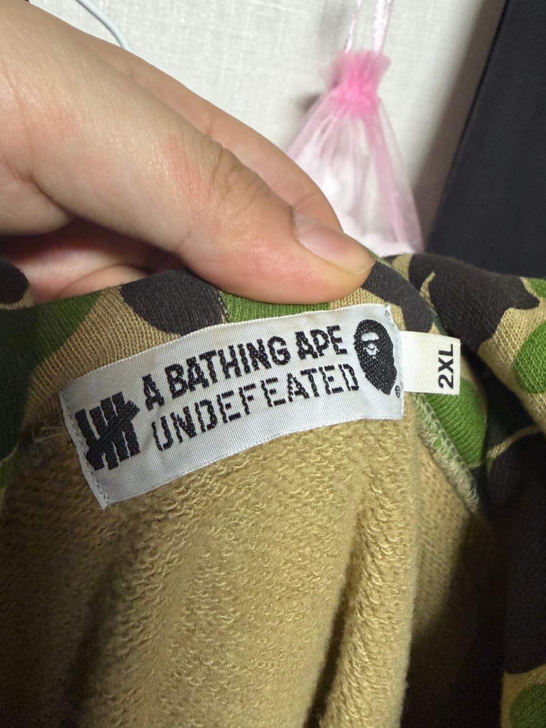 베이프 언디핏 abc카모 그린 컬리지 후드티 2xl 상품이미지3