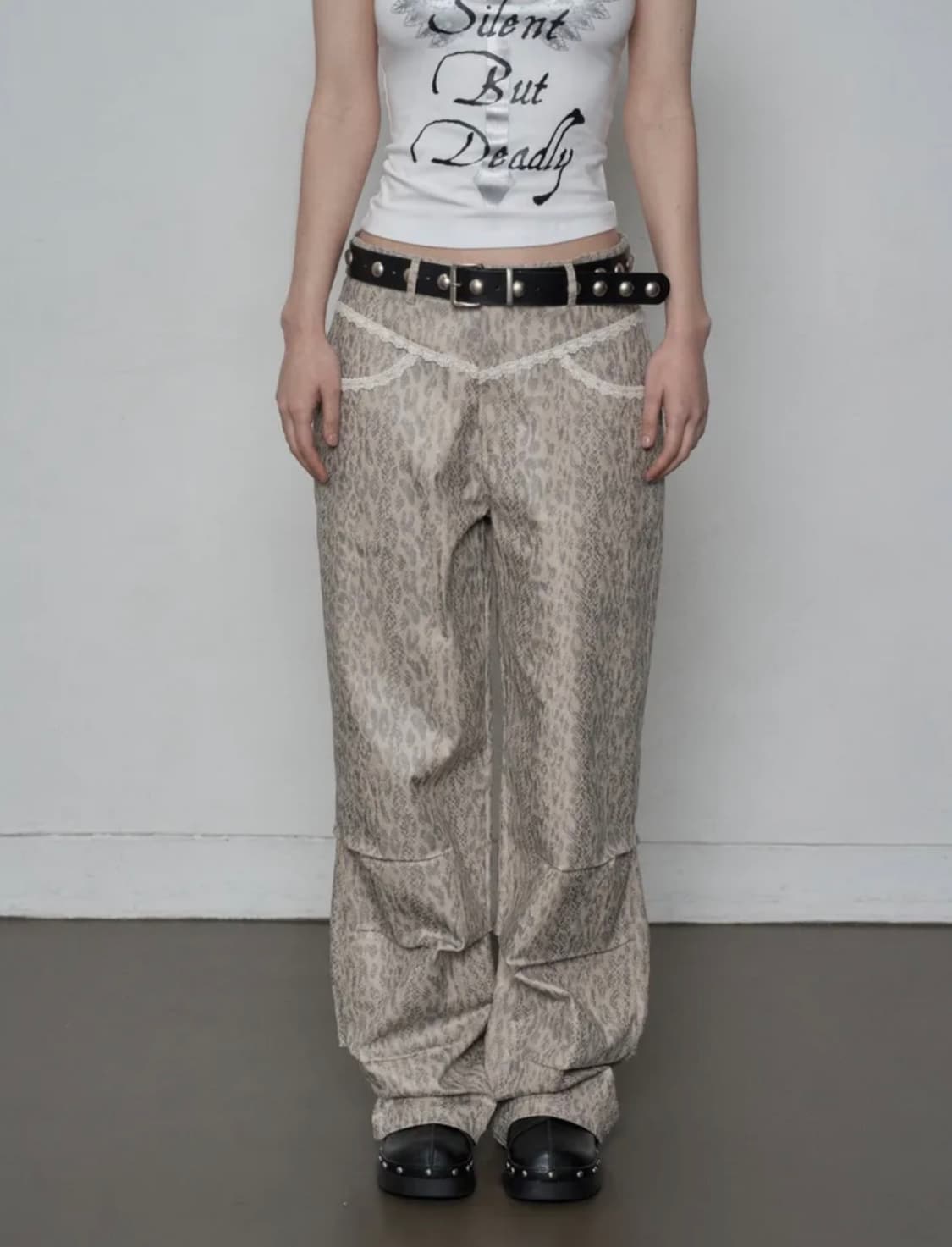 (S)셋업이엑스이 레오파드 레이스 팬츠 베이지  상품이미지1