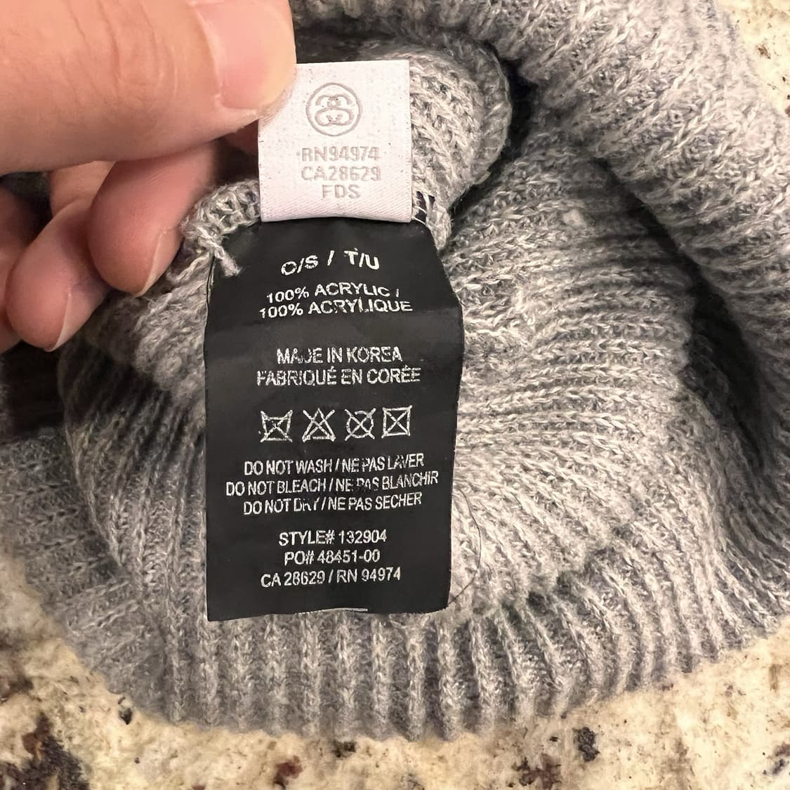 13FW 스투시 베이직 라벨 비니 그레이 상품이미지4