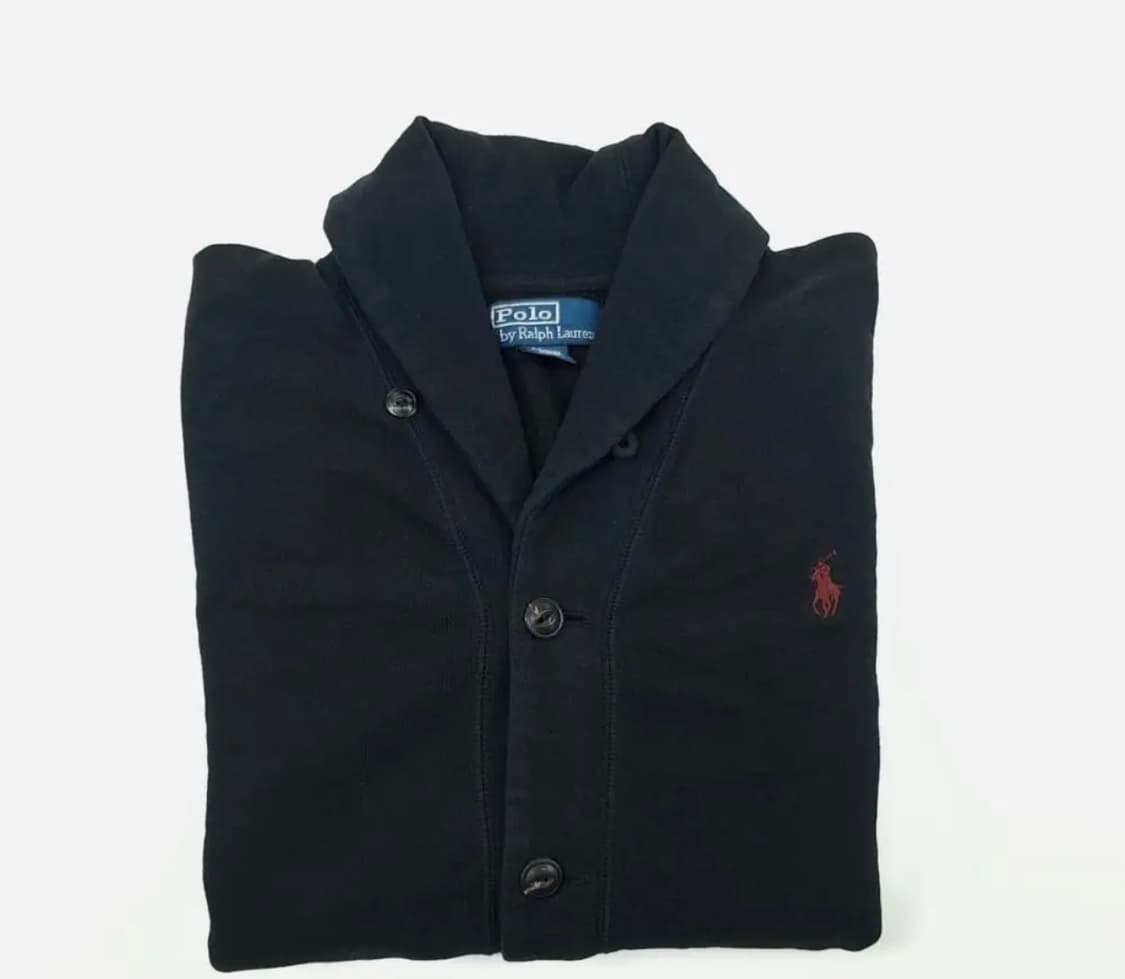 폴로 블랙 투포켓 숄카라 가디건 니트 스웨터 상품이미지2