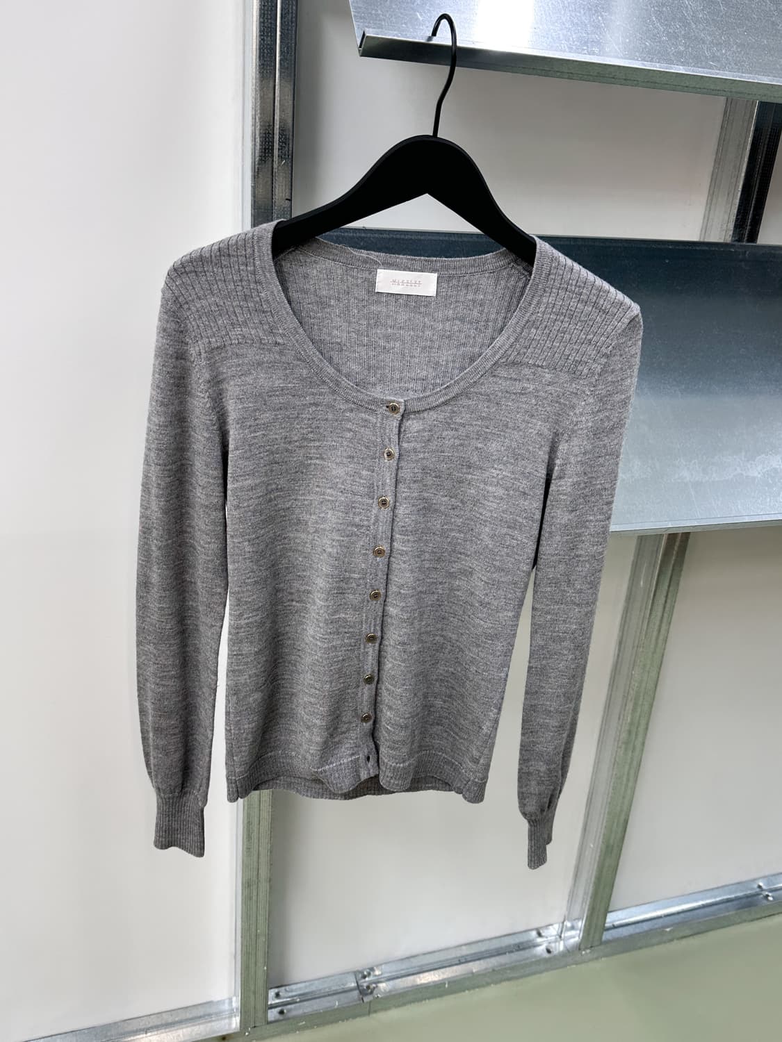 gray ribbed detail cardigan 상품이미지3