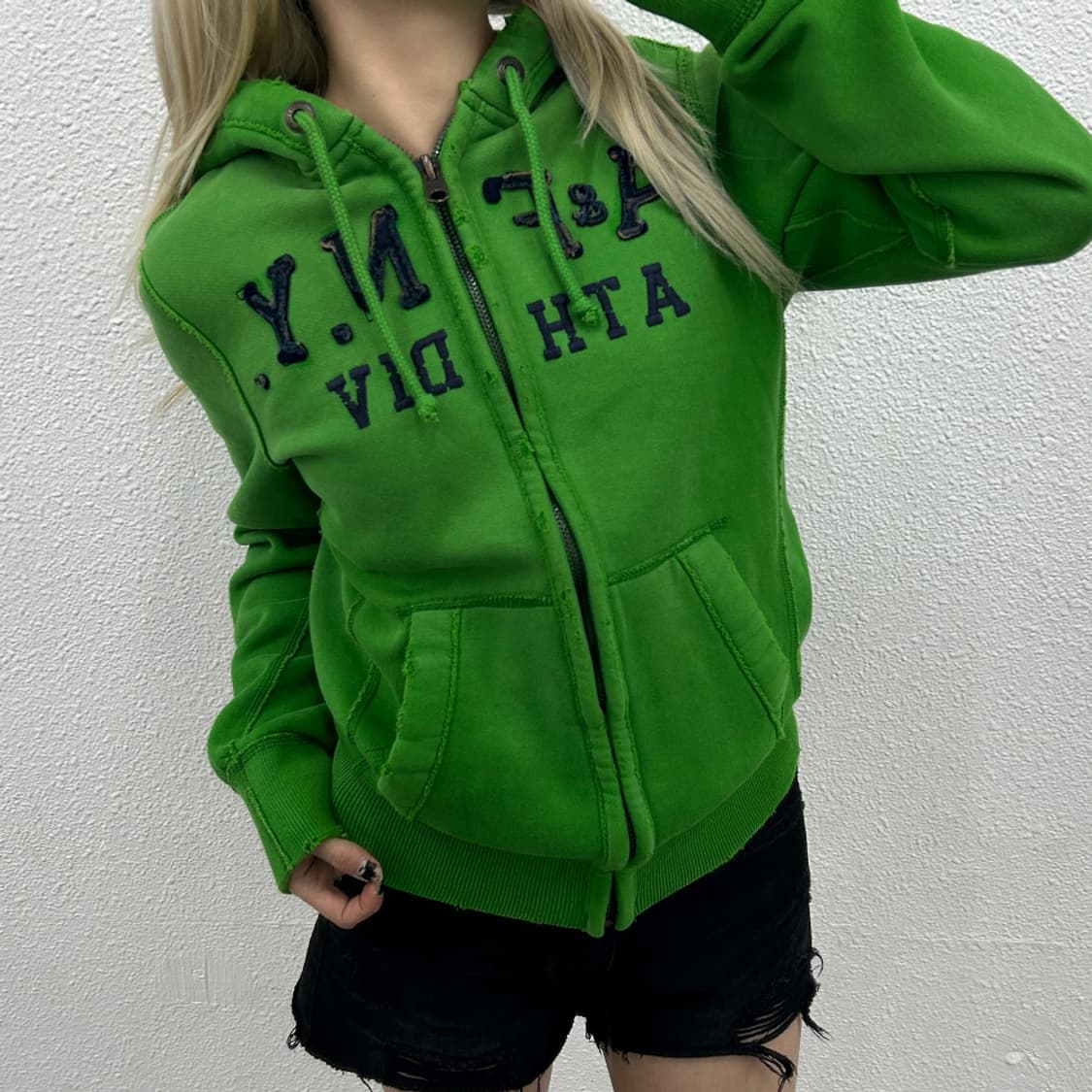 아베크롬비 센터 패치로고 빈티지그린 후드집업 S 상품이미지1