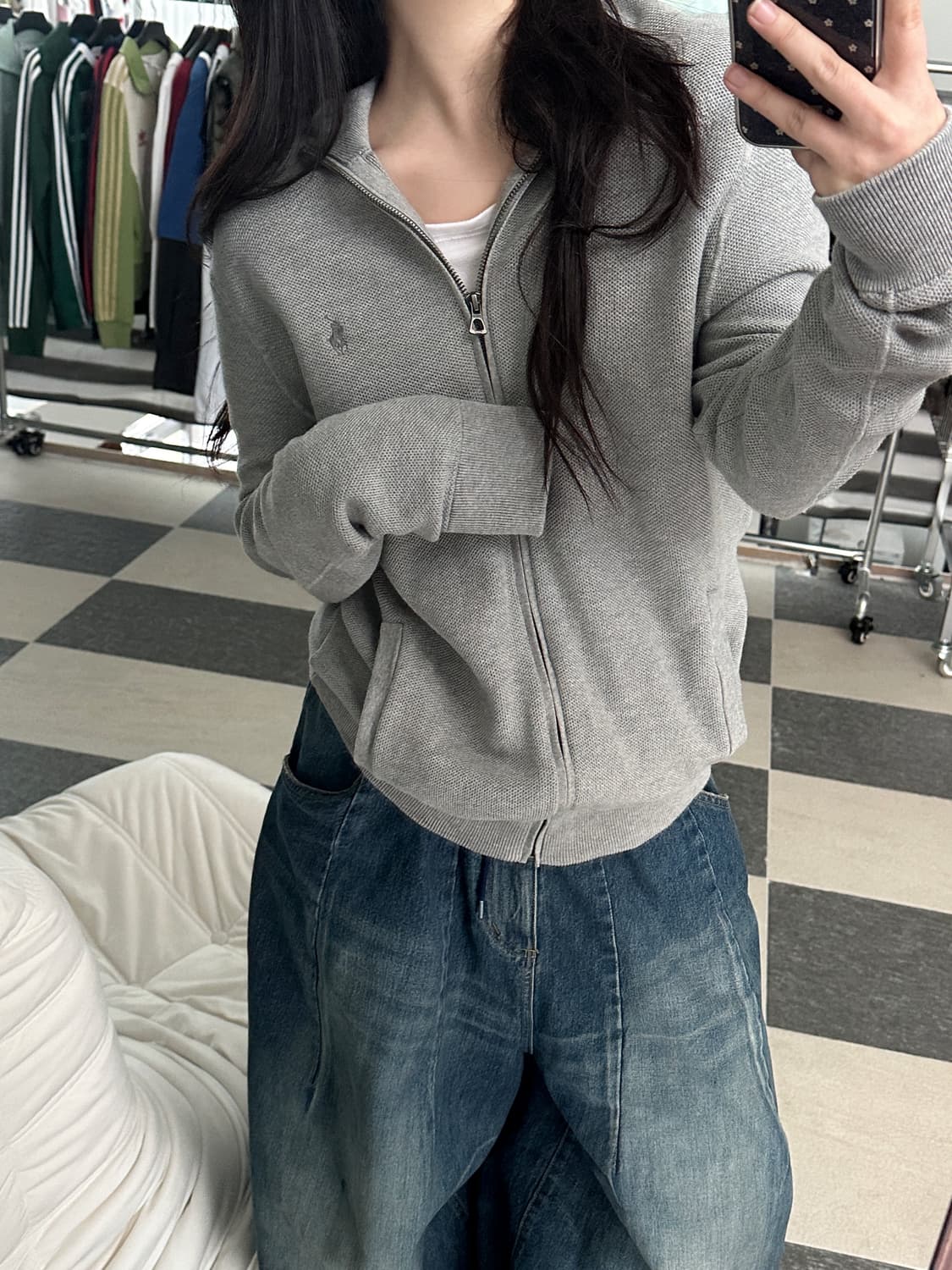 폴로 랄프로렌 그레이 와플 니트집업  상품이미지2