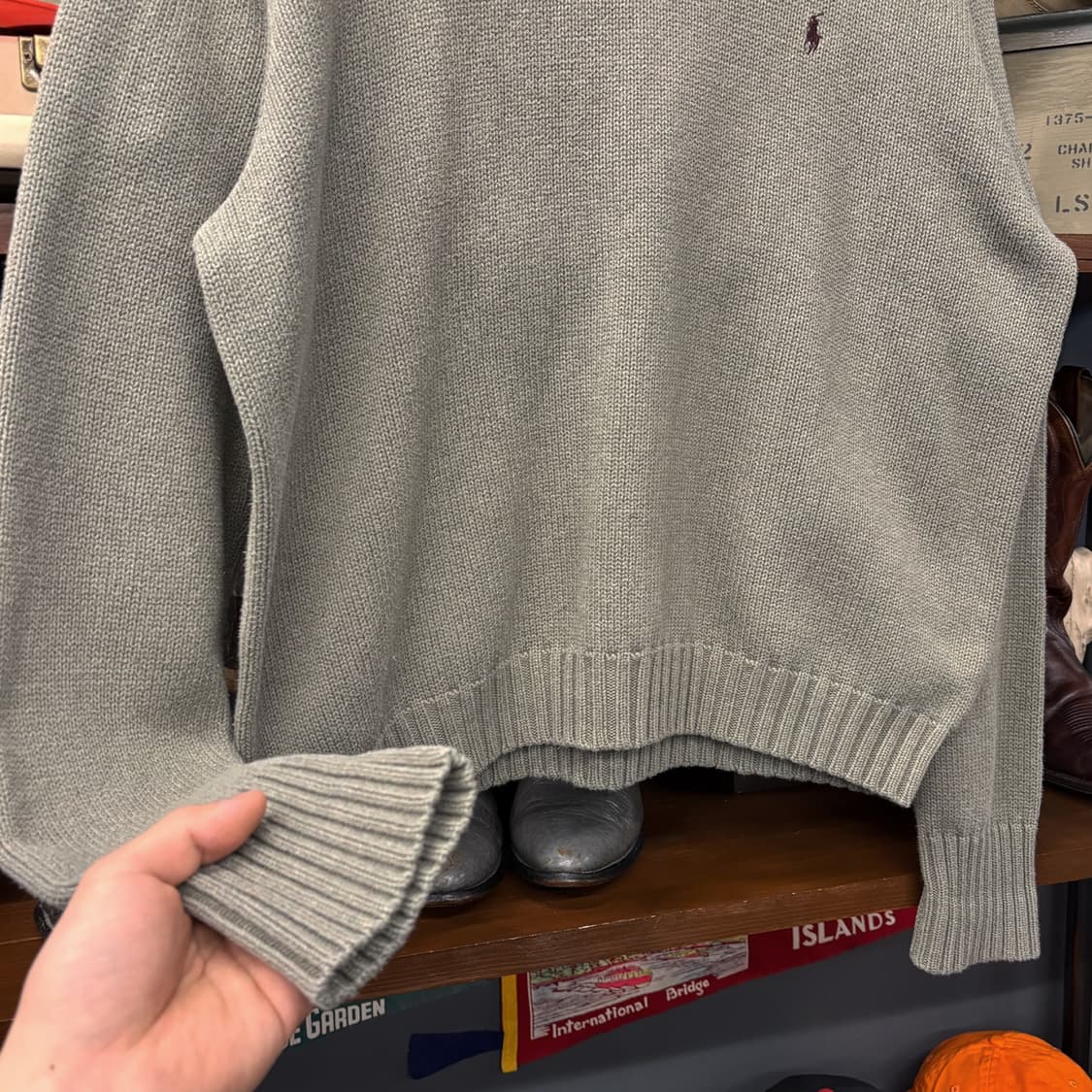 00s 폴로 랄프로렌 크루넥 보카시 코튼니트 민트 포니자수 N519 상품이미지4