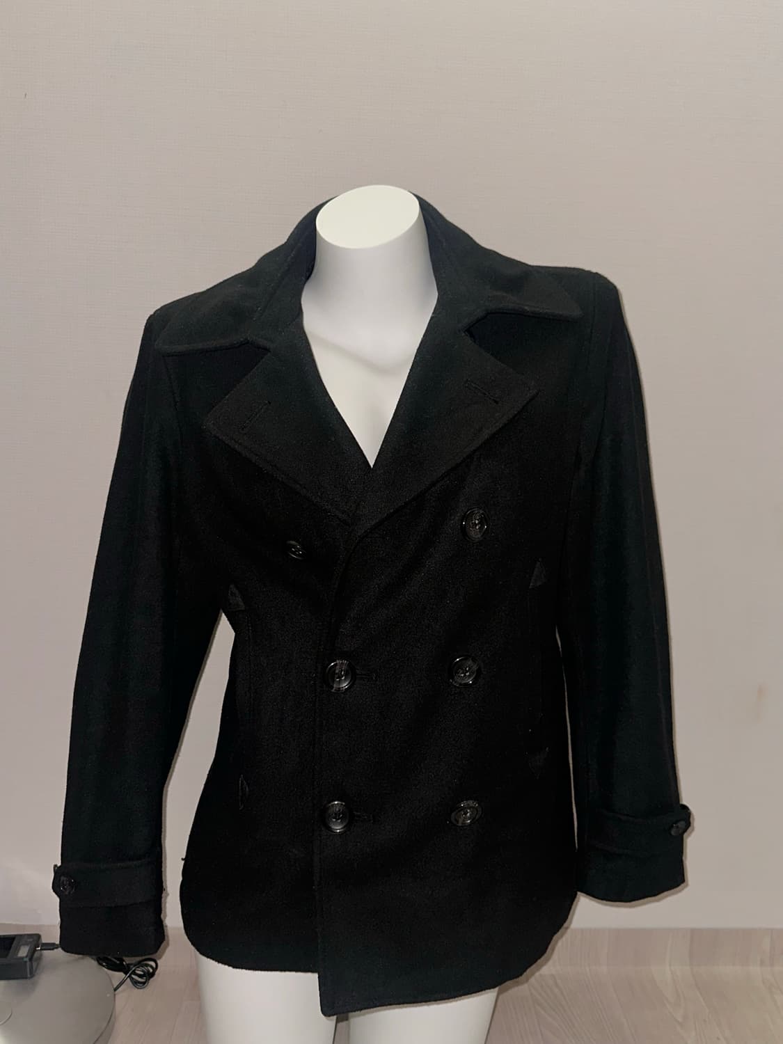 빈티지 블랙 버튼 반코트 상품이미지5