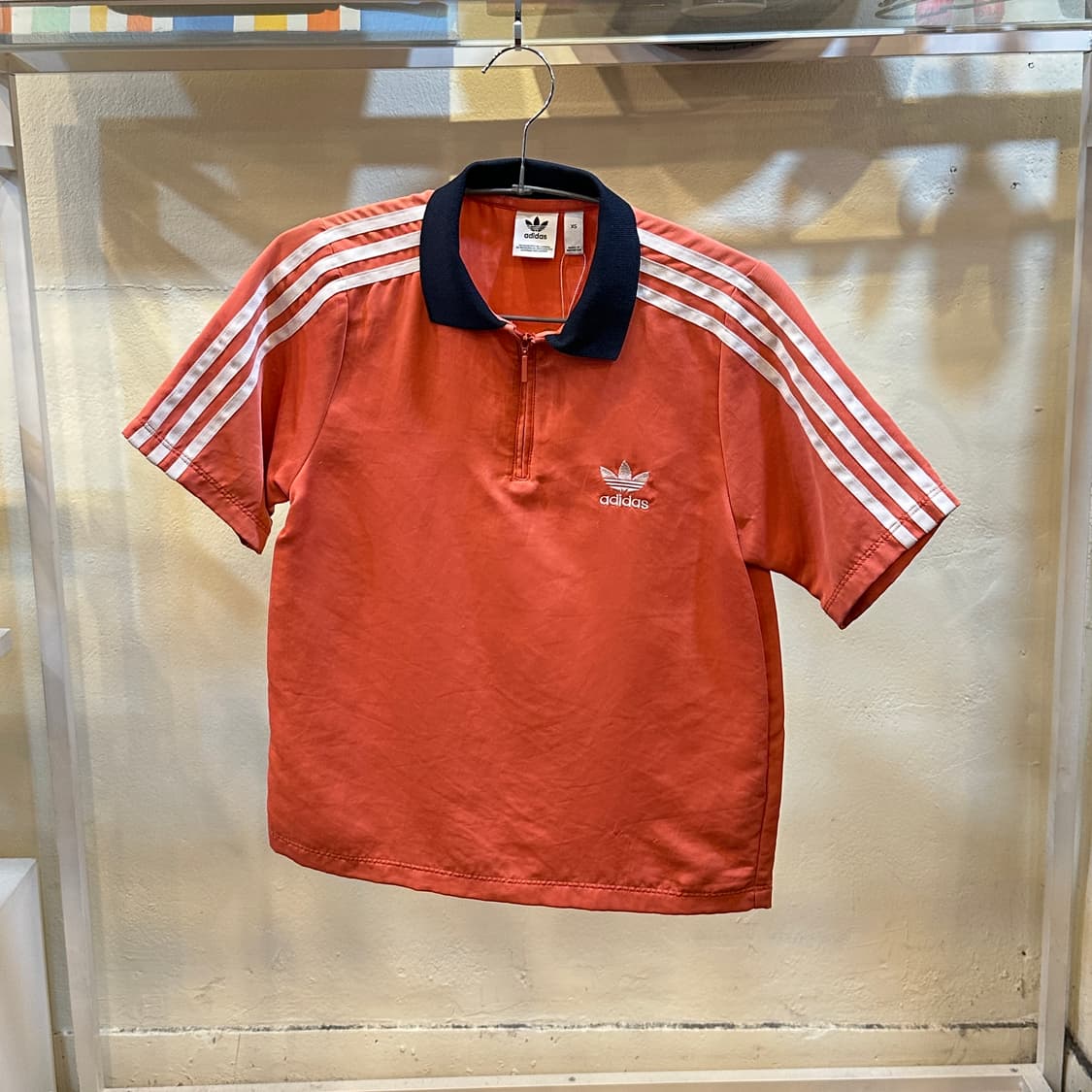 아디다스 삼선 반집업 반팔 티셔츠 XS  상품이미지1