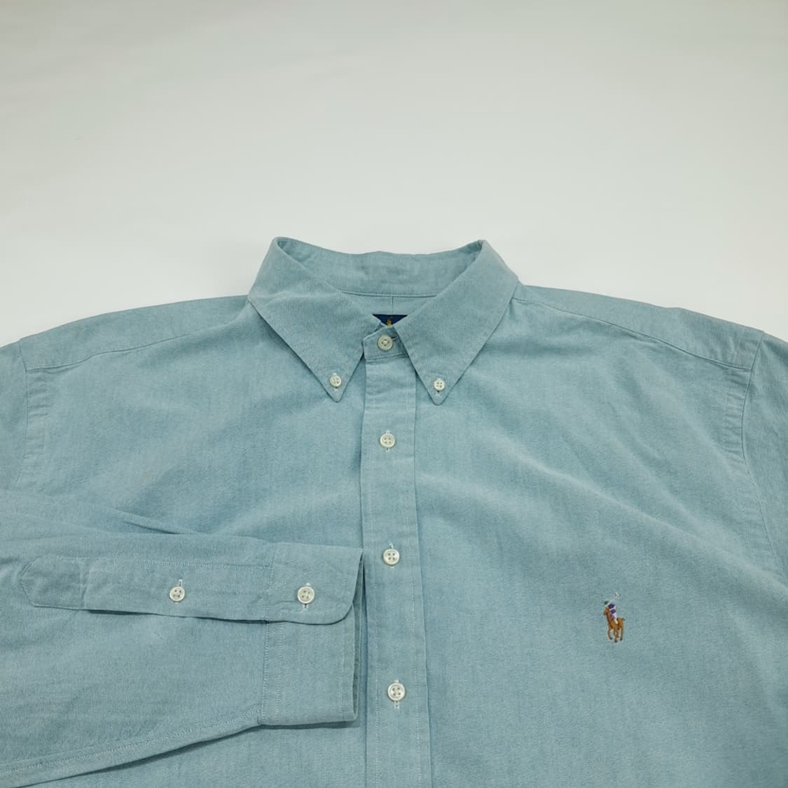 Cq073 2XL Tall 폴로 랄프로렌 그린블루 긴팔 셔츠 남방 상품이미지2