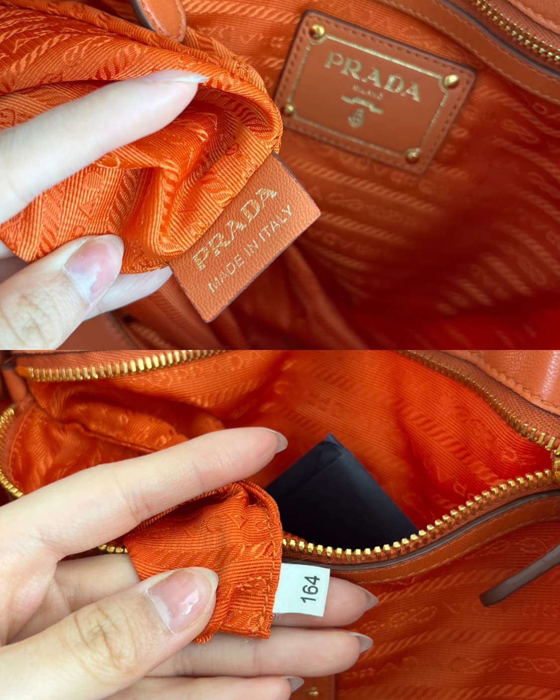 Prada 프라다 로고 드로스트링 오렌지 토트백 상품이미지9