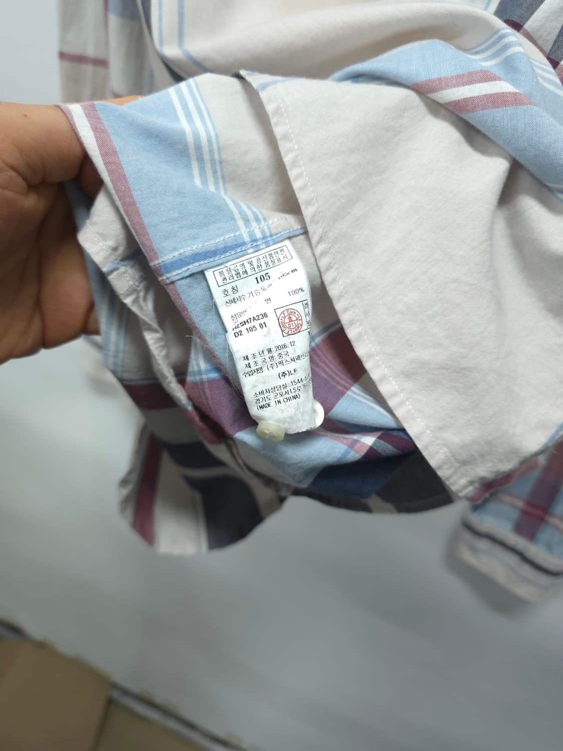 헤지스 클래식 봄여름 체크셔츠 ( 100~105 ) 상품이미지7