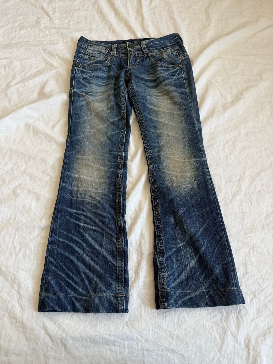 Y2k 로우라이즈 세미 부츠컷 데님팬츠 상품이미지1