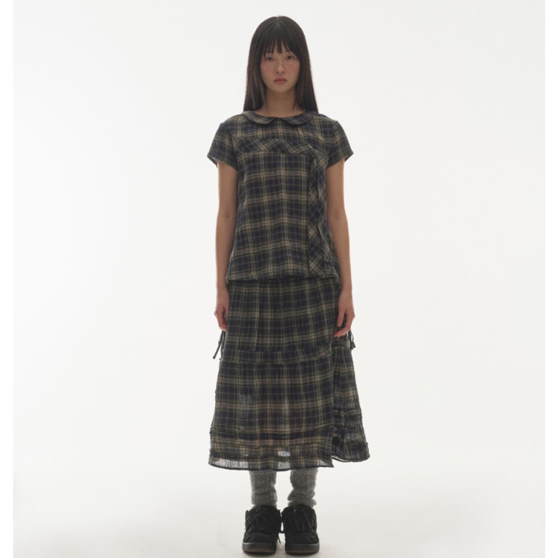 [2] 코이세이오 셔링 미디 스커트 체크 상품이미지8