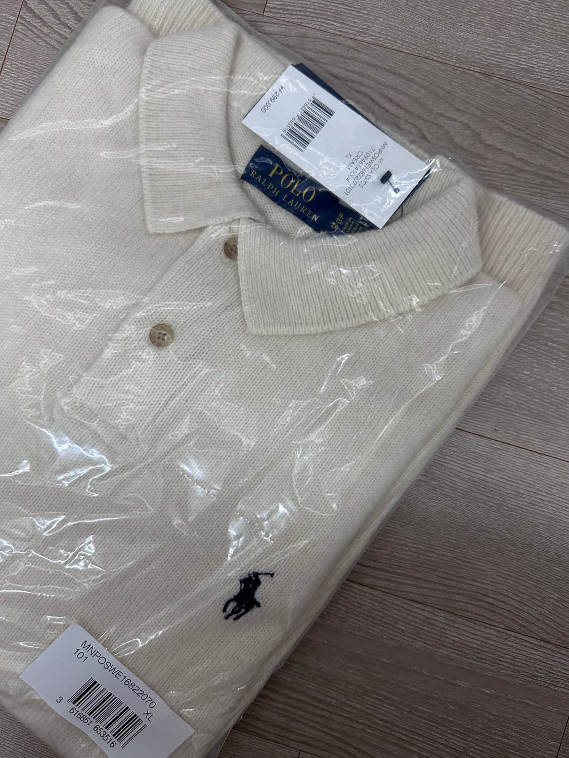폴로 랄프로렌 울 캐시미어 폴로 칼라 스웨터  크림 색상 M XL 상품이미지3