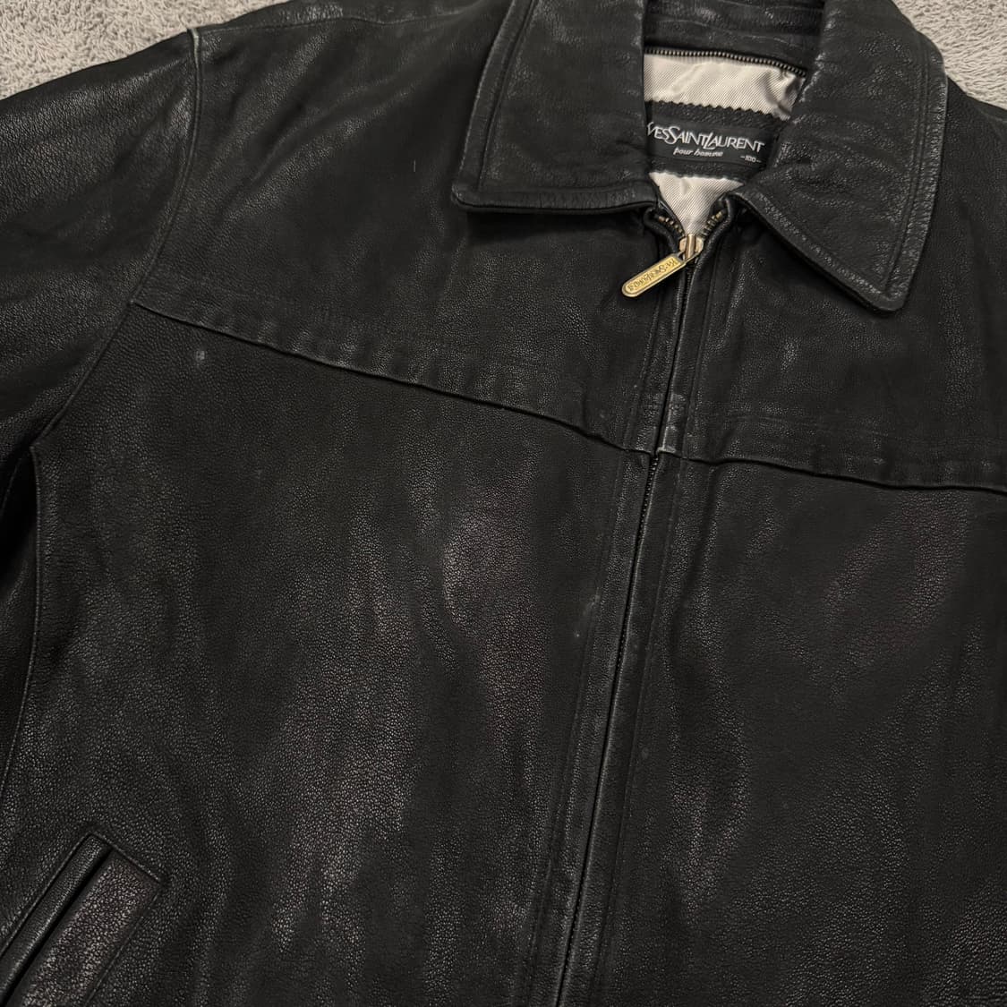 [정품/100] 입생로랑 블랙 양가죽 레더 자켓 상품이미지7
