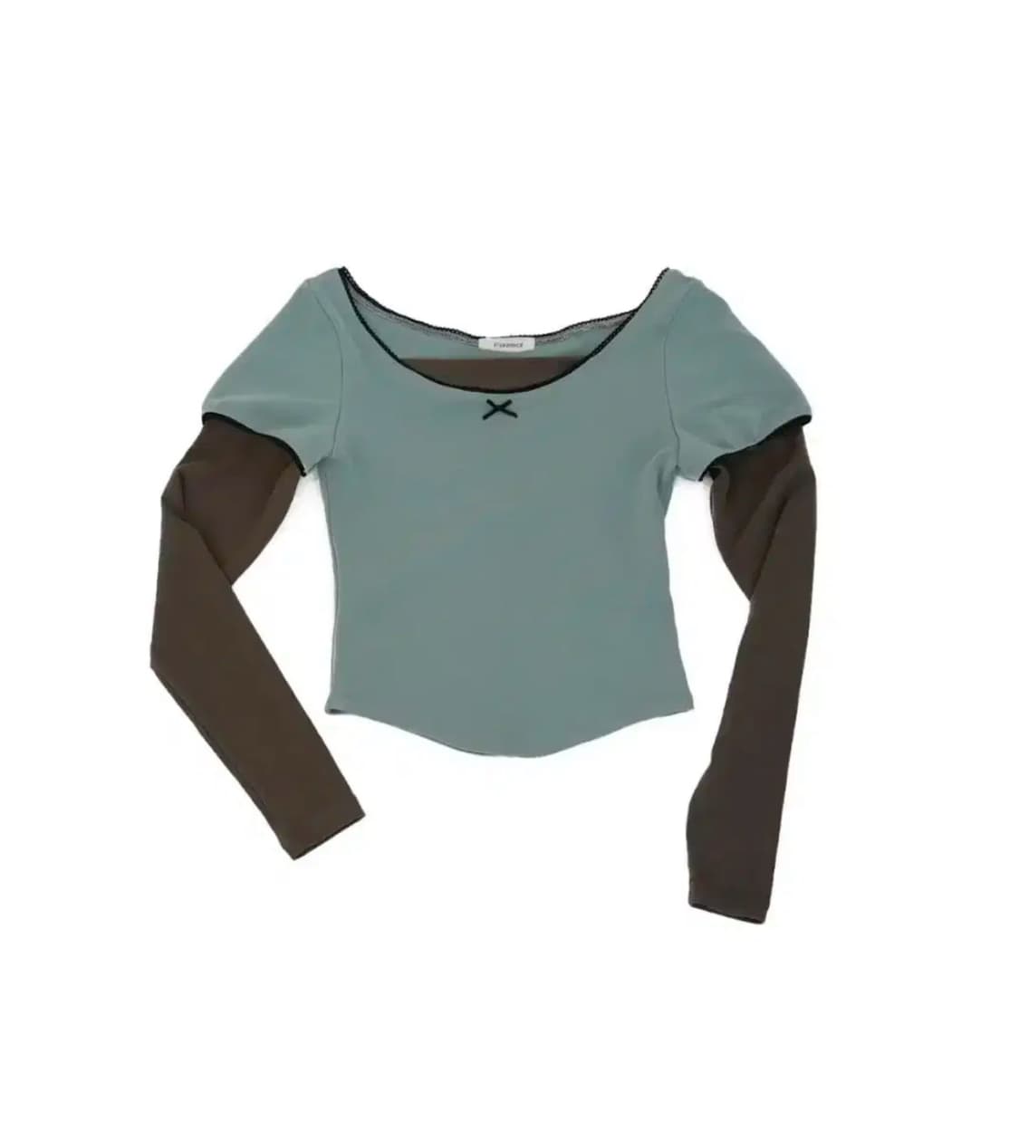 fazed 페이즈드 퍼프 레이스 레이어드 탑 민트 브라운 상품이미지1