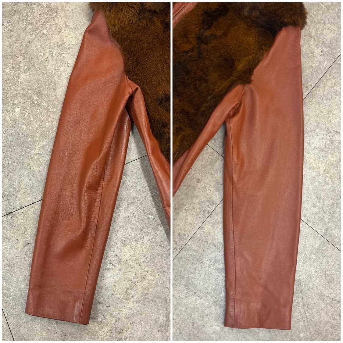 빈티지 토끼털 양가죽 레더 자켓 레드브라운 #csz2837 상품이미지6