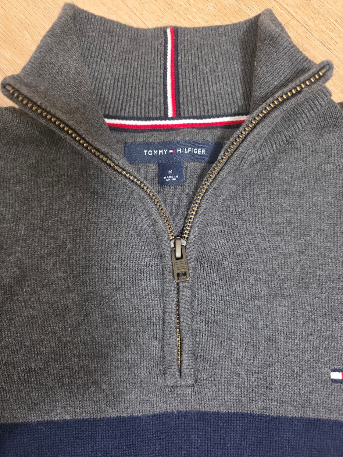 타미힐피거 코튼 반집업 니트 M 상품이미지3