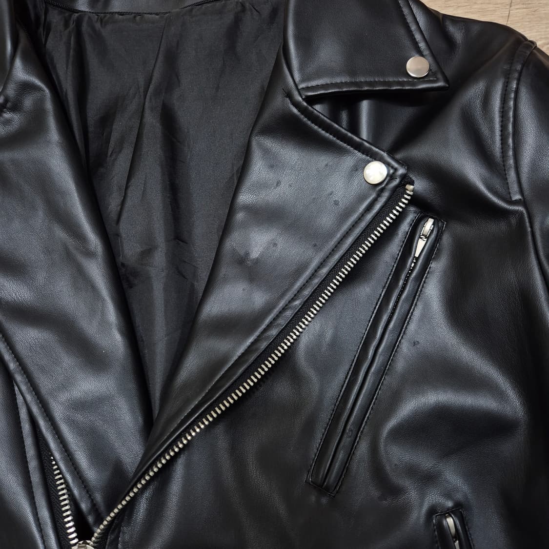 블랙 레더 라이더 가죽자켓 XL(105) 상품이미지4