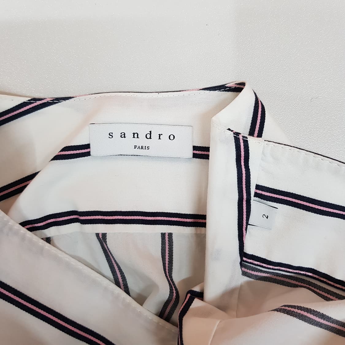 산드로 Sandro 스트라이프 브이넥 버튼 블라우스 2사이즈 상품이미지6