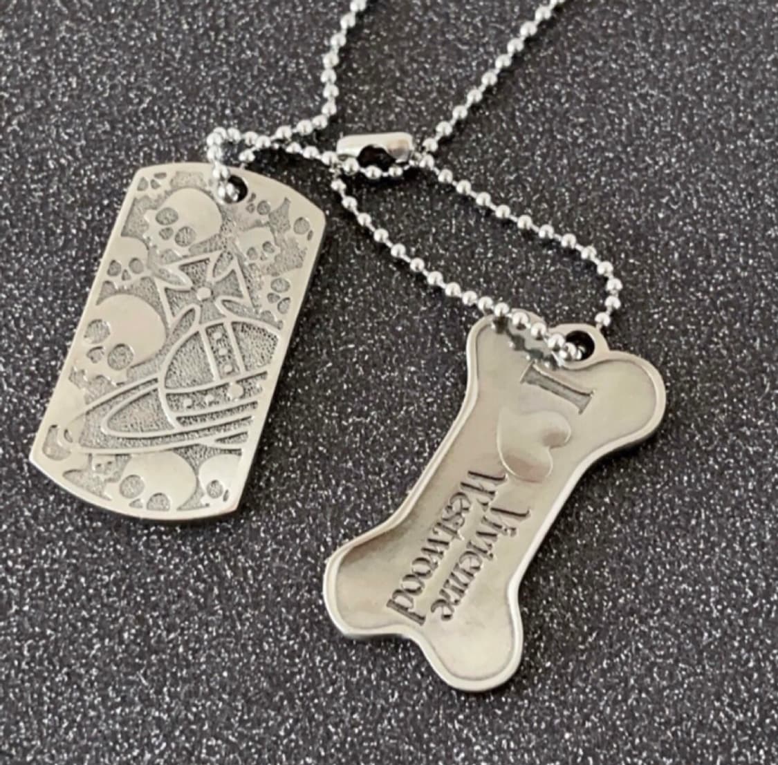 비비안웨스트우드 아카이브 orb 레터링 각인 도그택 목걸이 상품이미지3