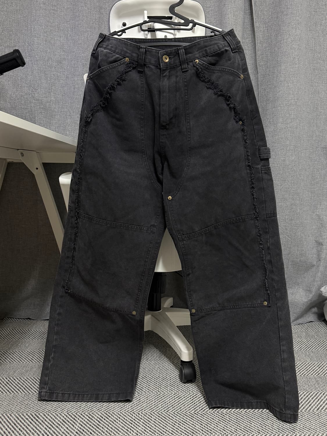 해칭룸 빈티지 더블니 팬츠 차콜 3size 상품이미지1