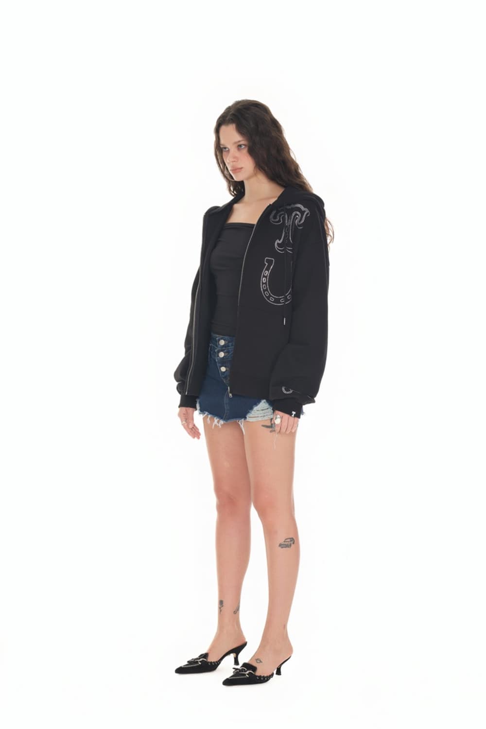 (택O) 투머치택스 웨스턴 핫픽스 후드집업 (블랙) 상품이미지3