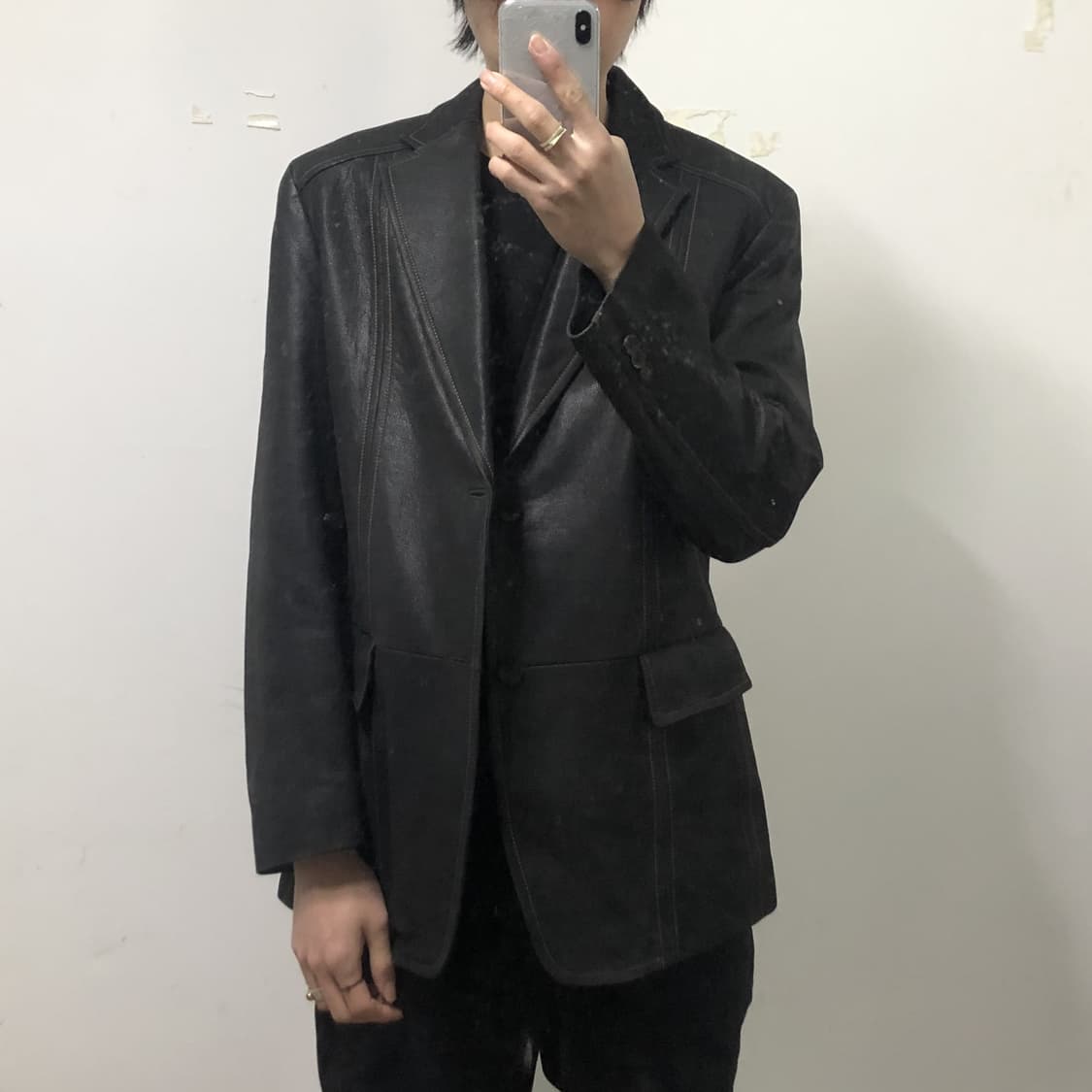 올젠 싱글 레더 블레이저 자켓  상품이미지3