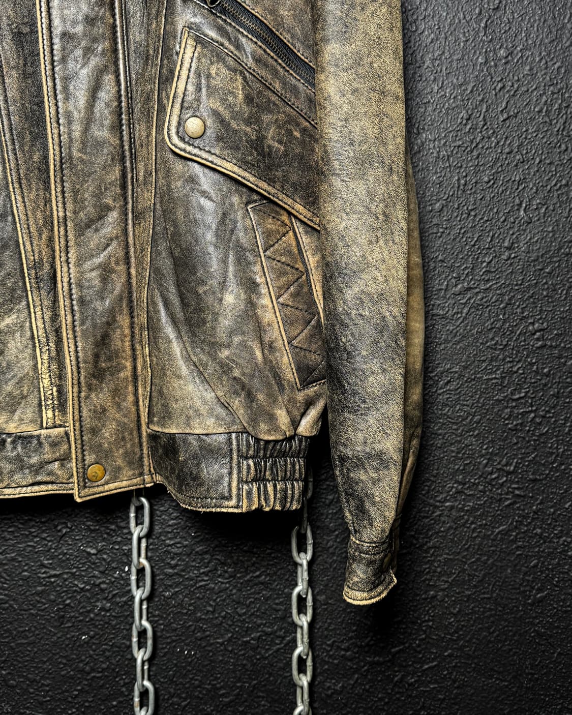 90’s Vintage Washed Leather Blouson 상품이미지4
