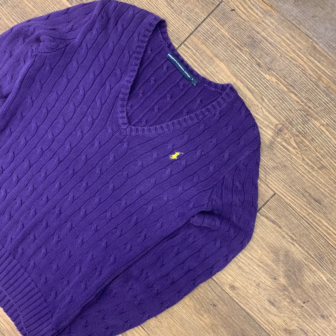 폴로 랄프로렌 V넥 꽈배기 니트 S 상품이미지2