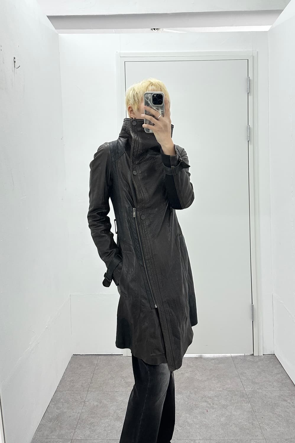 Italy asymmetric drape sheepskin leather 상품이미지1