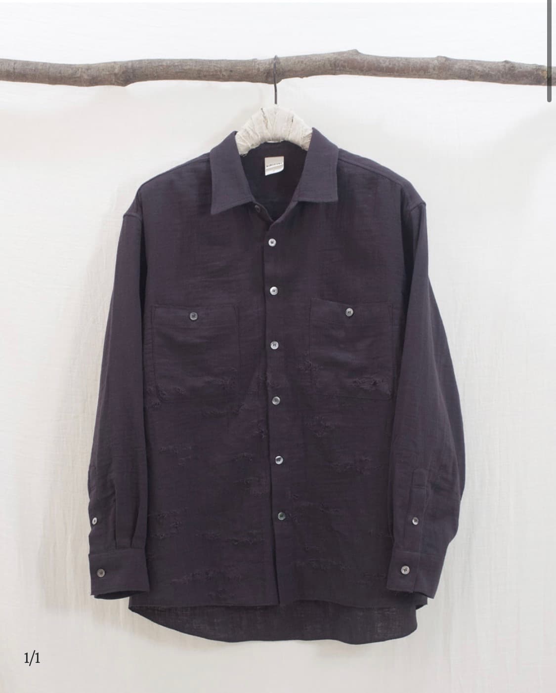Crushed Double Gauze Shirt_Charcoal 상품이미지1