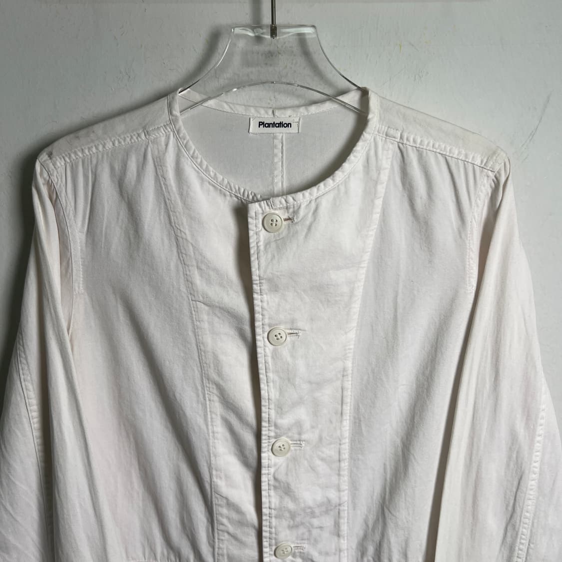 이세이미야케 플랜테이션 화이트 노카라 코튼 워크 자켓 M 상품이미지4