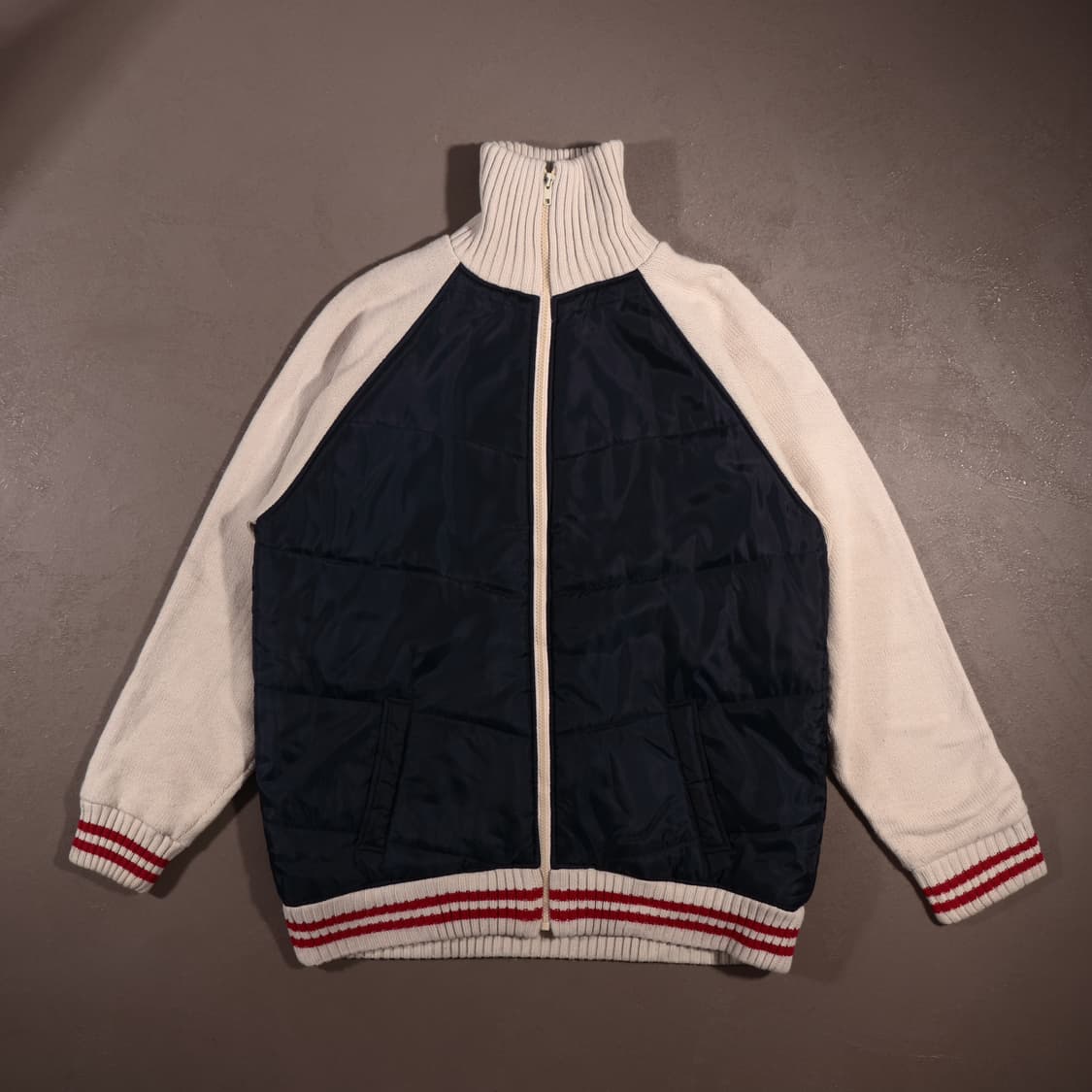 일본빈티지 누빔 니트 집업자켓 상품이미지1