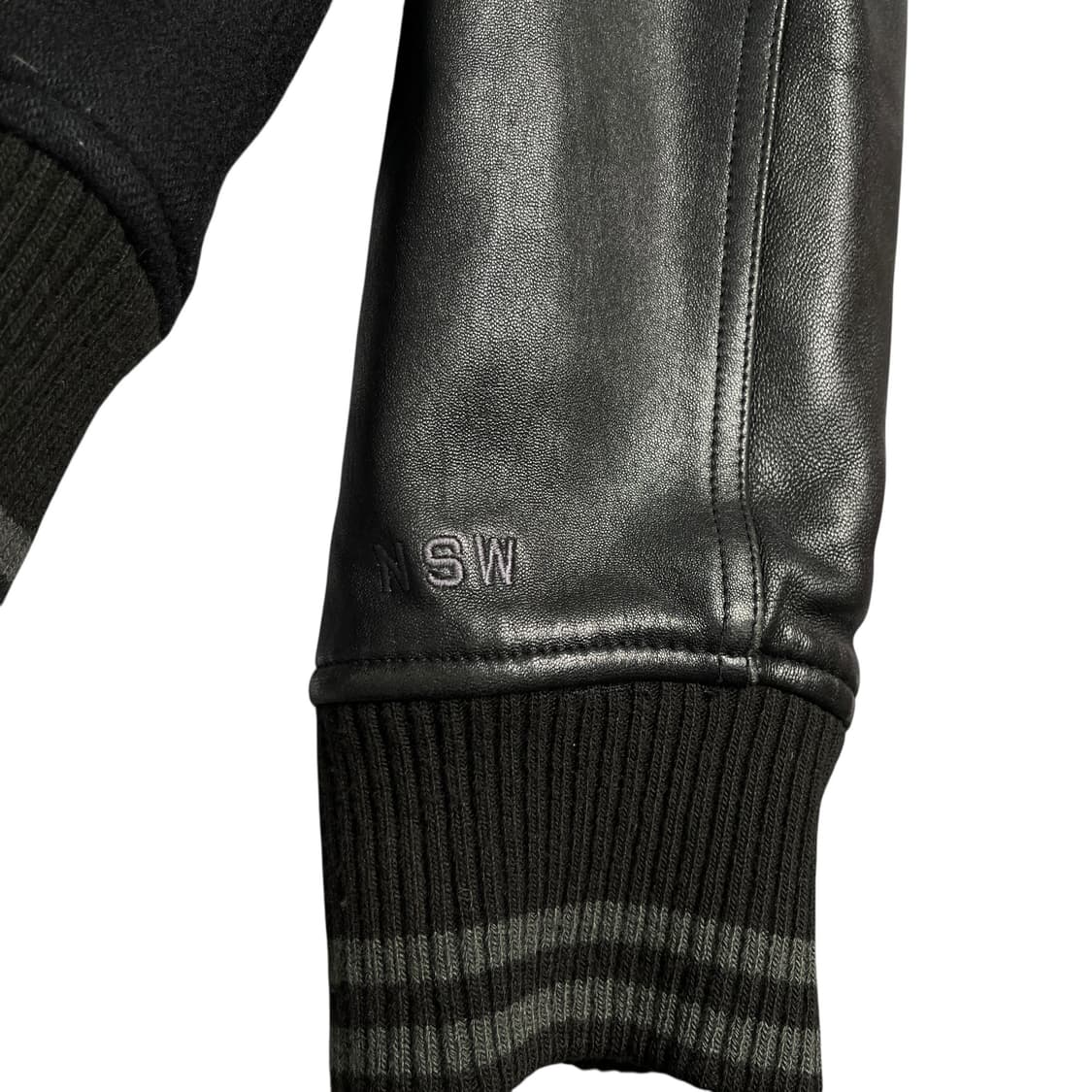 NIKE NSW 바시티 레더 자켓 블랙 상품이미지3