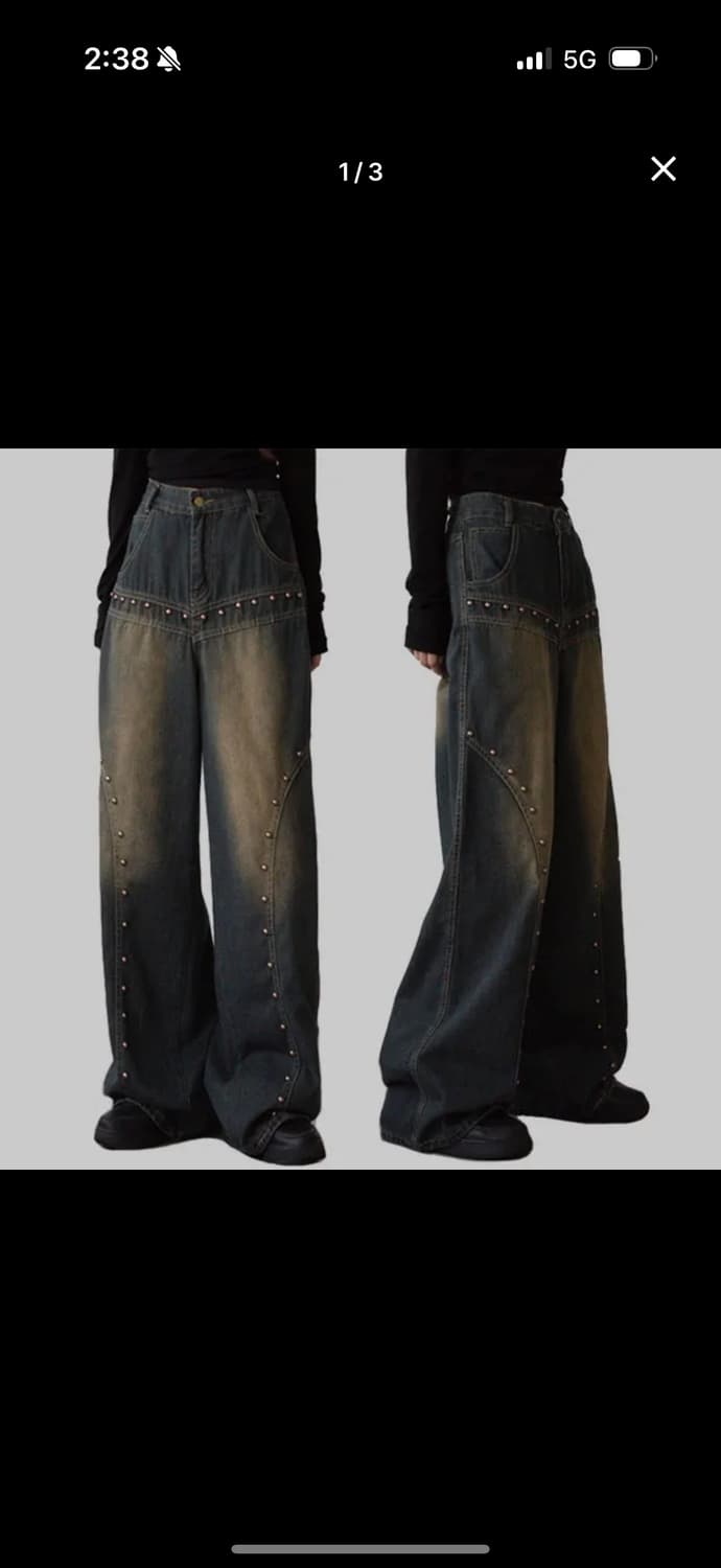 스터드 빈티지 워싱 청바지 데님 상품이미지1