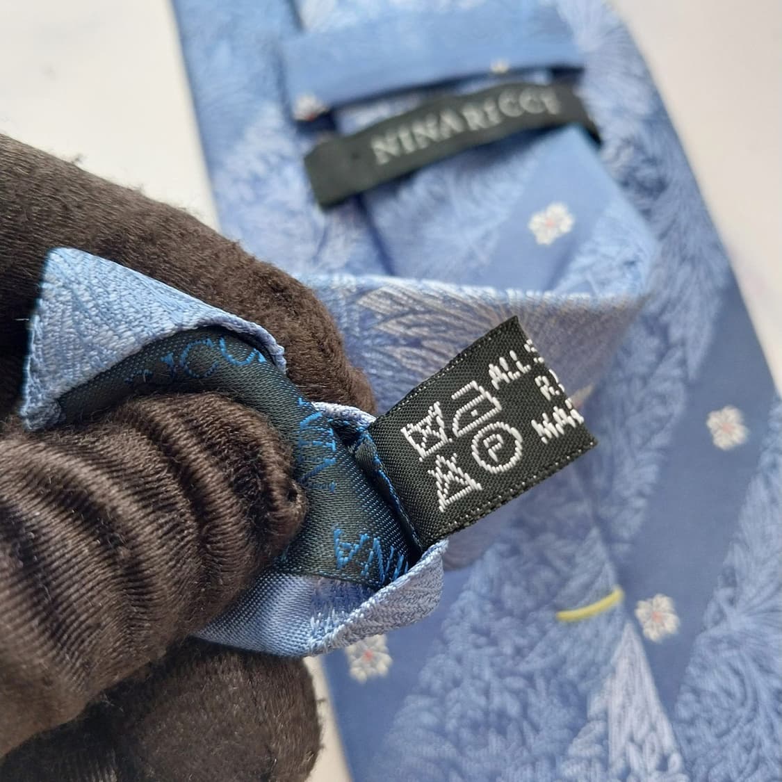 니나리치 실크 블루 플라워 자카드 넥타이 9.3cm A+등급 K2524 상품이미지9