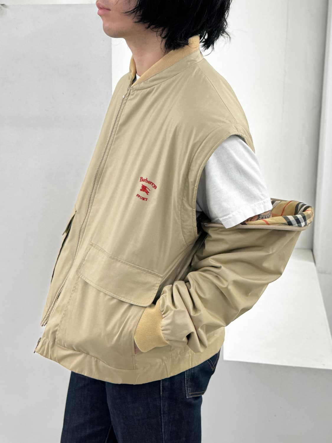 80s 버버리 영국제 코튼 블루종 상품이미지1